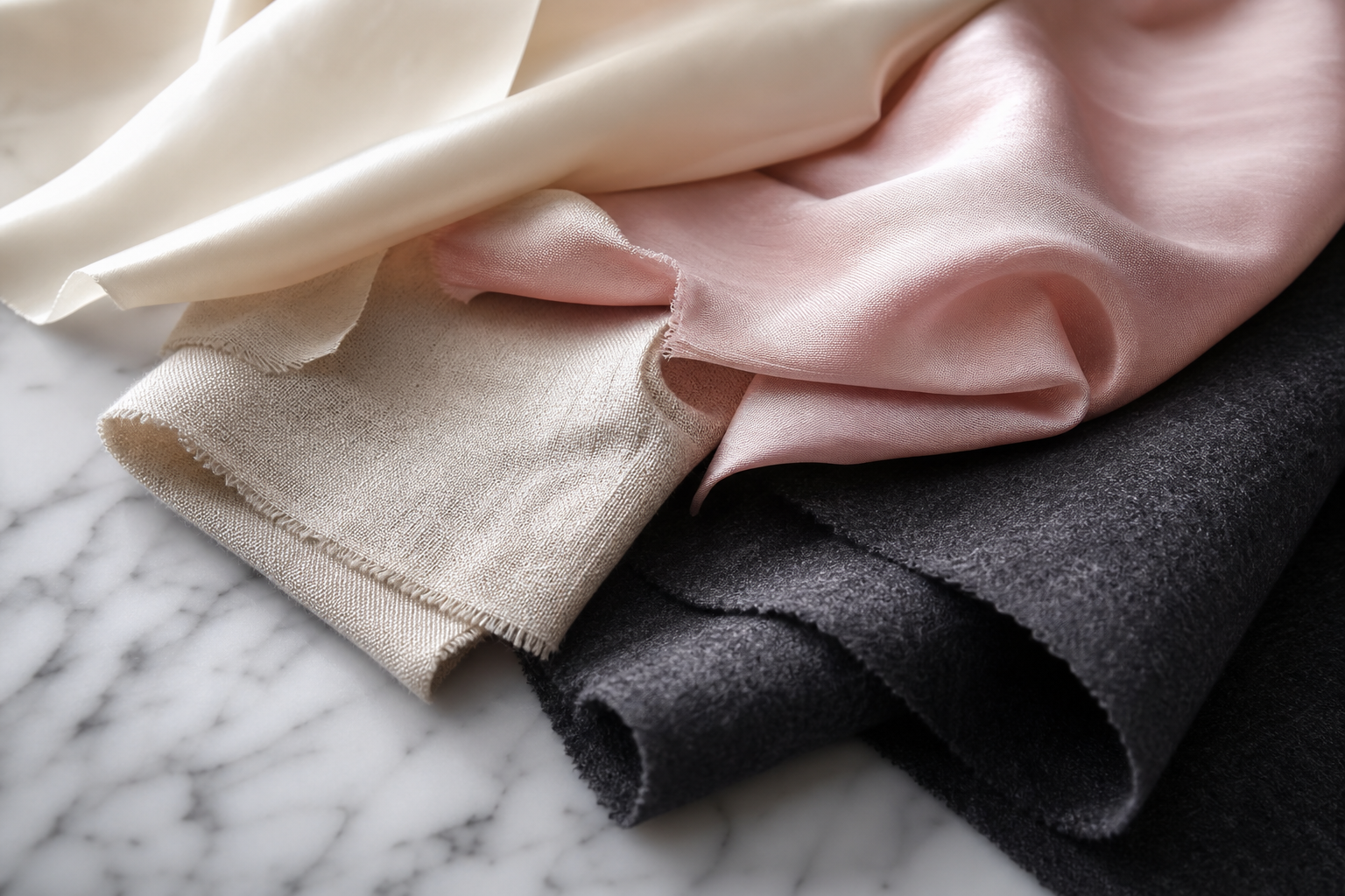 Fabric swatches selected for a custom commission