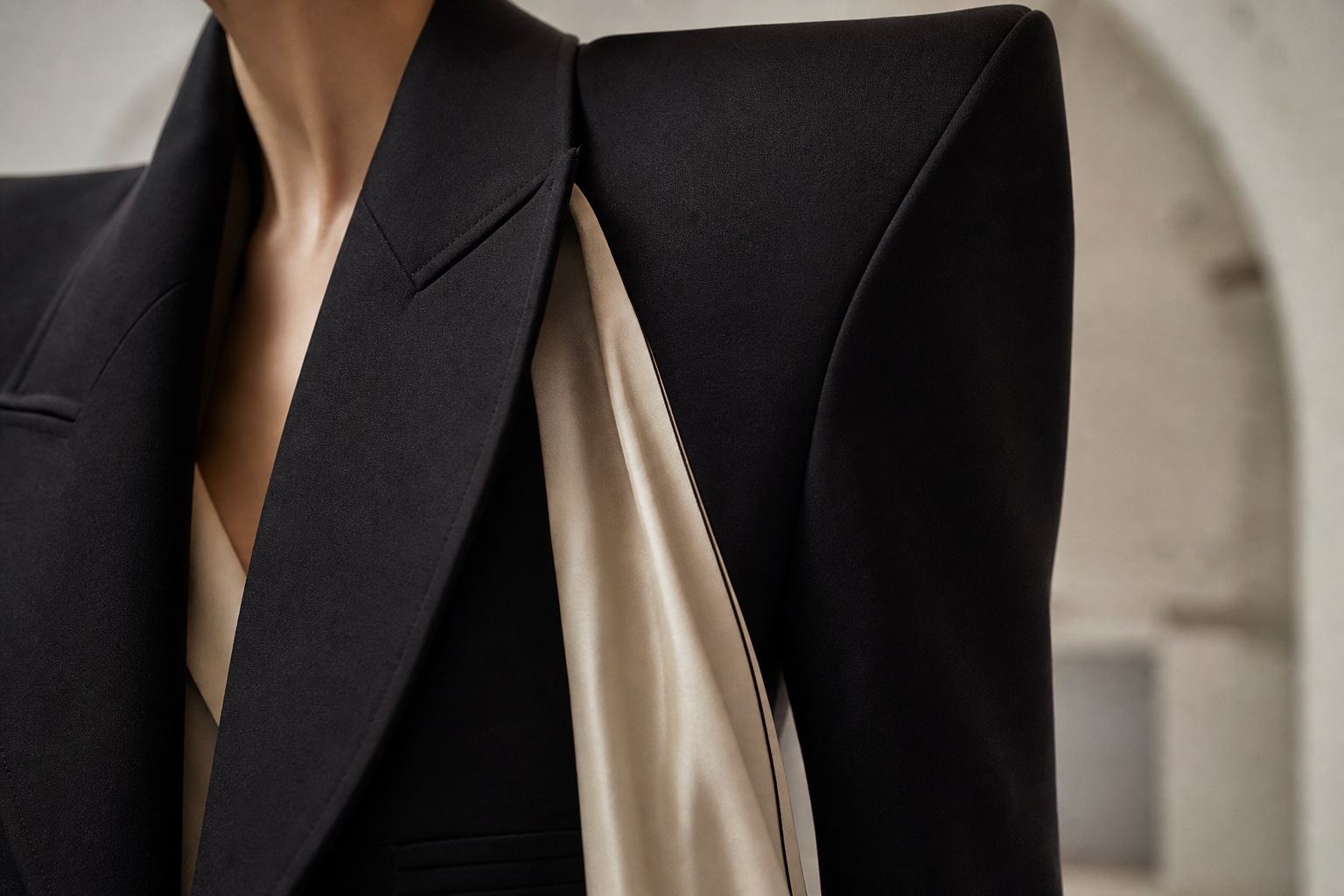 Look 03 — Architectural black blazer detail